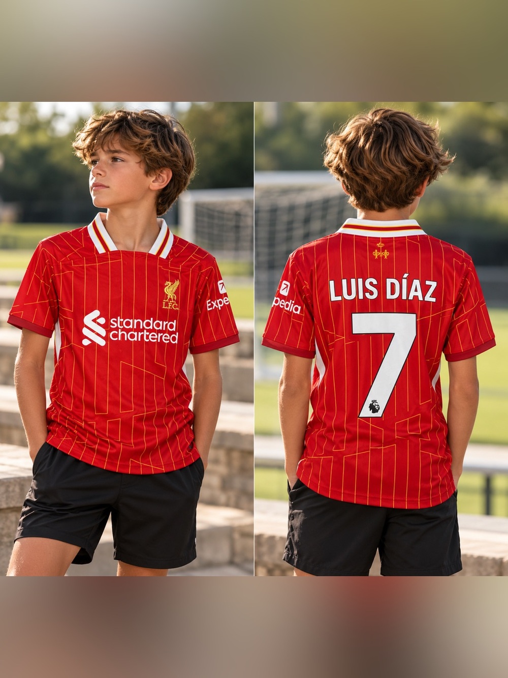 Liverpool FC Luis Díaz #7 Red Soccer Jersey Size 30 Youth Football Shirt